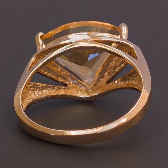 Late ’70s 14K Gold Fancy-Cut Citrine Statement Ring (4.72 g), Size 7.75 - Picture 12 of 15